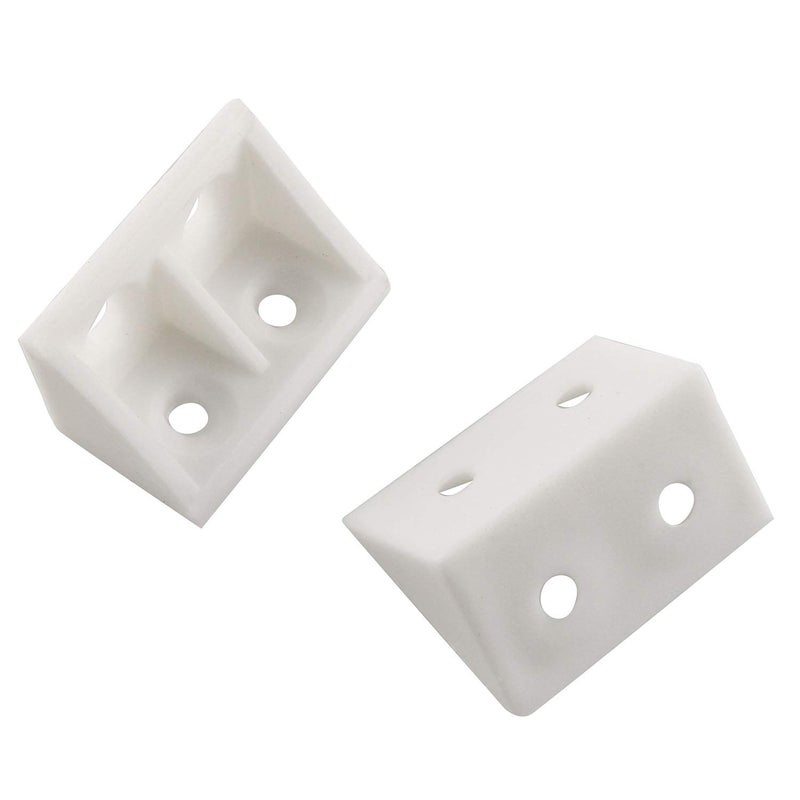 JCBIZ 24pcs 20x32mm White L Shape Bracket Plastic Furniture Corner Brace Joint with Color Plated Self-Tapping Screw for Right Angle Corner Joints of Drawers, Windows, Frames, Cabinet - Image 2
